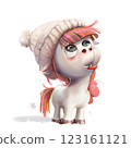 cute little cartoon horse character with a hat 123161121