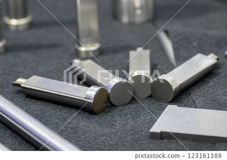Close up scene the press die and injection mold standard parts. 123161389