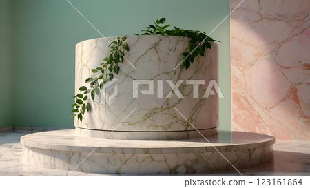 stand with vase and flowers 123161864