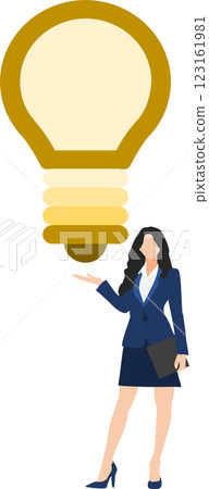 一個想出一個主意的女商人的插圖 一個想出一個主意的女商人的插圖 123161981