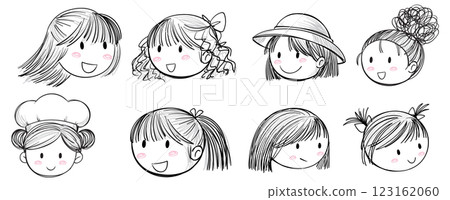Diverse Hairstyles of Happy Girls Diverse Hairstyles of Happy Girls 123162060