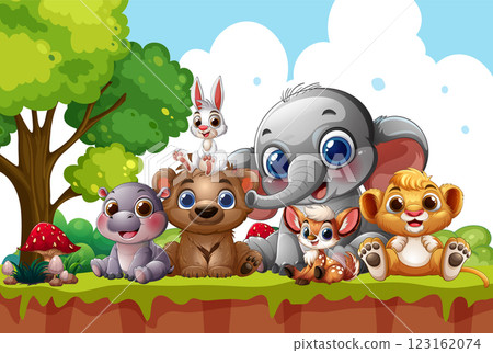 Adorable Animals in a Forest Scene Adorable Animals in a Forest Scene 123162074
