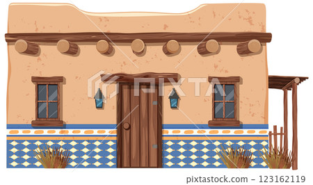 Traditional Mexican Adobe House 123162119