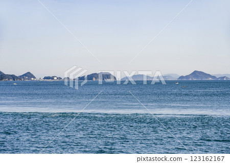 View of Toshijima, Ise Bay, and Irago from a sightseeing boat around Toba Bay 123162167