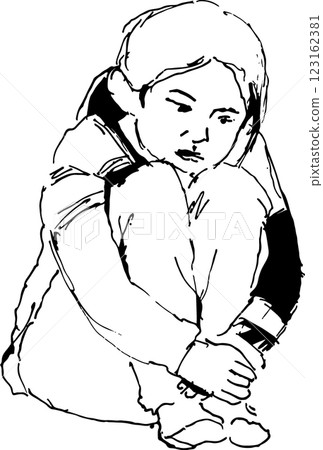 Croquis 坐著的女人 123162381