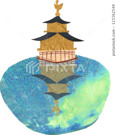 金閣寺反映在池塘里 123162549