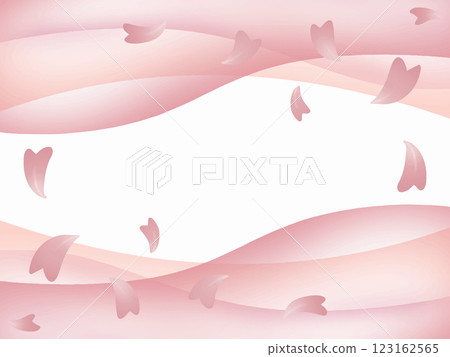 Beautiful background of cherry blossom petals and abstract waves 123162565