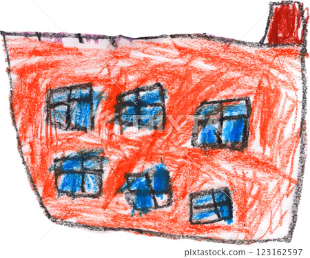 A picture of a building drawn by a child A picture of a building drawn by a child 123162597