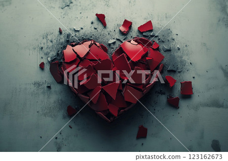 Shattered red heart 123162673