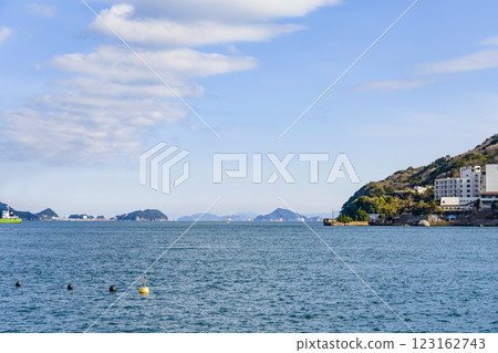 View of Kamishima and Irago Cape from a sightseeing boat on Toba Bay 123162743