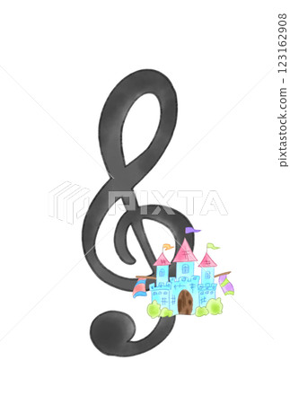 Musical note with a castle Musical note with a castle 123162908