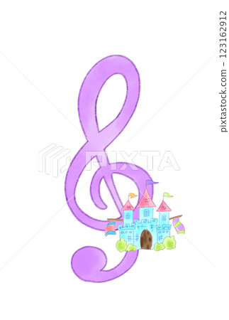 Musical note with a castle 123162912