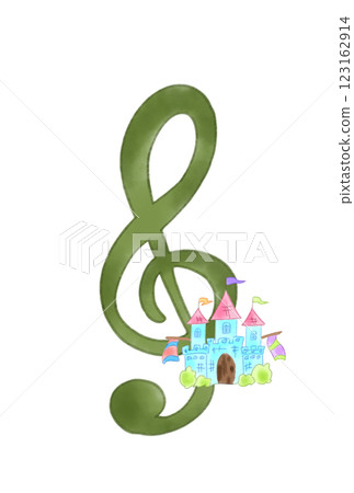 Musical note with a castle Musical note with a castle 123162914