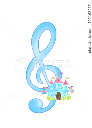 Musical note with a castle Musical note with a castle 123162915