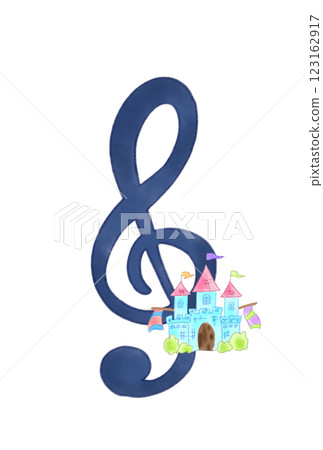 Musical note with a castle Musical note with a castle 123162917