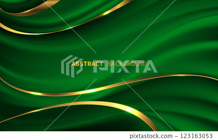 Abstract gold line ribbon curve overlap on green fabric wave design modern luxury elegant background vector Abstract gold line ribbon curve overlap on green fabric wave design modern luxury elegant background vector 123163053