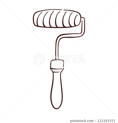 Paint Roller logo in line art style. Hand drawn paint symbol for brush, color, repaint, renovation, interior, work. Isolated on a white background. Paint Roller logo in line art style. Hand drawn paint symbol for brush, color, repaint, renovation, interior, work. Isolated on a white background. 123163351