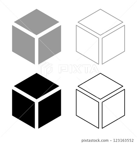 Hexagedron Sacred geometry symbol set icon grey black color vector illustration image solid fill outline contour line thin flat style Hexagedron Sacred geometry symbol set icon grey black color vector illustration image solid fill outline contour line thin flat style 123163552
