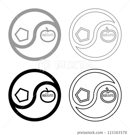 Sacred chao Cau chaos discordianism discordia symbol parody of religion set icon grey black color vector illustration image solid fill outline contour line thin flat style Sacred chao Cau chaos discordianism discordia symbol parody of religion set icon grey black color vector illustration image solid fill outline contour line thin flat style 123163578