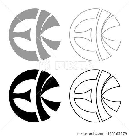 Symbol Eckankar religion EK set icon grey black color vector illustration image solid fill outline contour line thin flat style Symbol Eckankar religion EK set icon grey black color vector illustration image solid fill outline contour line thin flat style 123163579