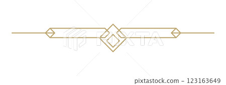 Golden art vector deco horizontal divider with rhombus pattern, embodying vintage sophistication and geometric elegance 123163649