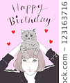 Illustration of a cute girl with a cat 123163716