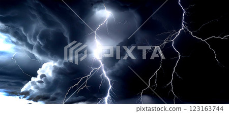 Black clouds and flashing lightning 123163744