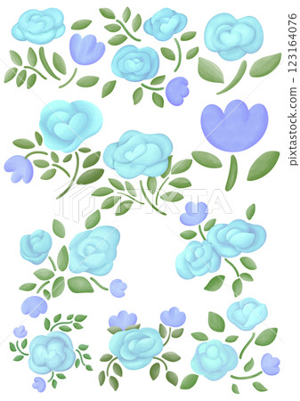 Illustration of a small blue rose blooming. Illustration of a small blue rose blooming. 123164076