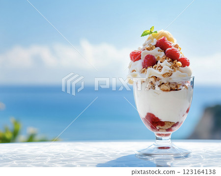 熱帶海洋和美味的糖果AI圖像 123164138