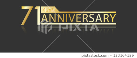 Golden congratulatory inscription 71th anniversary with reflection. Decorative element for postcards, banners, posters, greetings, decoration and creative design. Golden congratulatory inscription 71th anniversary with reflection. Decorative element for postcards, banners, posters, greetings, decoration and creative design. 123164189