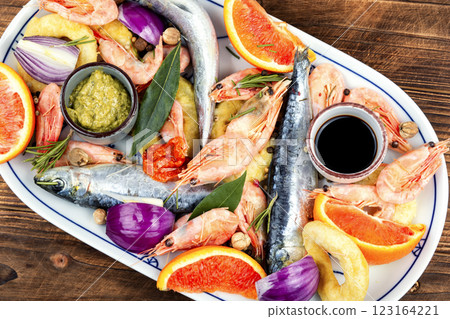 Marinade for fish and seafood. Marinade for fish and seafood. 123164221