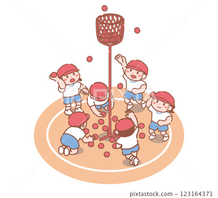 The red team throwing balls at a sports day The red team throwing balls at a sports day 123164371