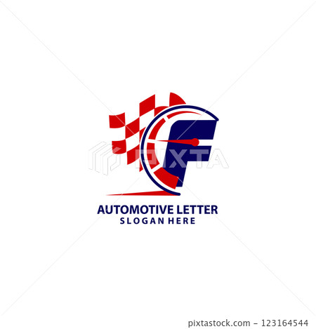 car automotive logo on letter f speed concept 123164544