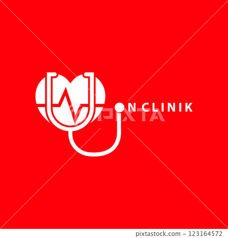 Love clinic logo design. Stethoscope and heart icon vector design. Health and medicine symbol. Love clinic logo design. Stethoscope and heart icon vector design. Health and medicine symbol. 123164572