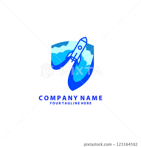 roket and shield logo are perfect for online 123164582