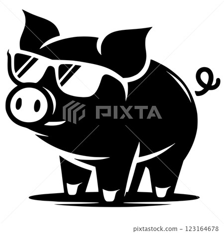 Adorable Pig Silhouette Generative AI 123164678