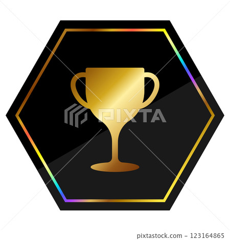 Luxurious trophy emblem in black and rainbow gold Luxurious trophy emblem in black and rainbow gold 123164865