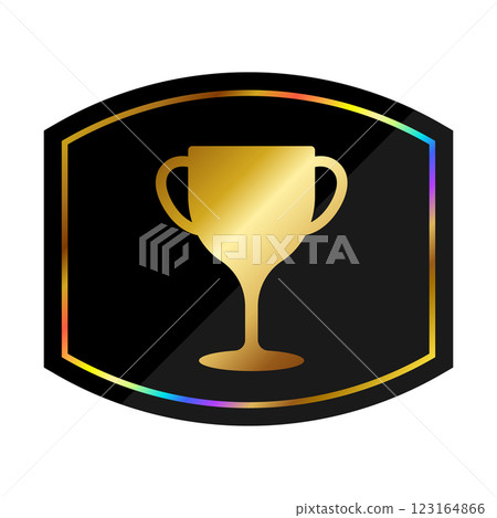 Luxurious trophy emblem in black and rainbow gold Luxurious trophy emblem in black and rainbow gold 123164866