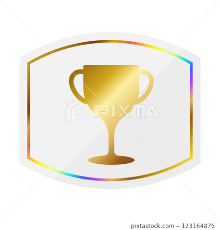 Luxurious trophy emblem in white and rainbow gold Luxurious trophy emblem in white and rainbow gold 123164876