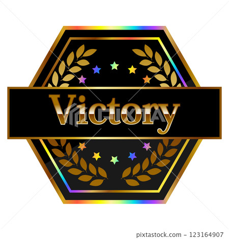Victory Gaming Emblem Black & Rainbow Gold 123164907