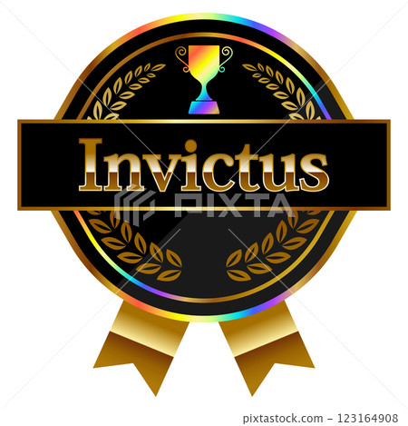 Undefeated Gaming Emblem Black & Rainbow Gold 123164908