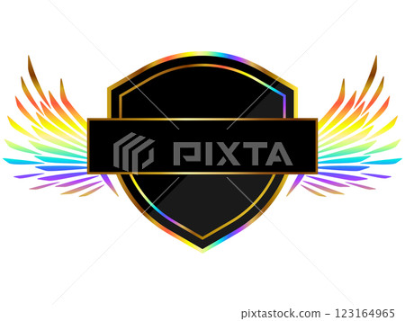 Gaming Emblem Black & Rainbow Gold 123164965