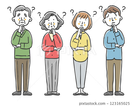 Two families with doubts, full body, vector 123165025