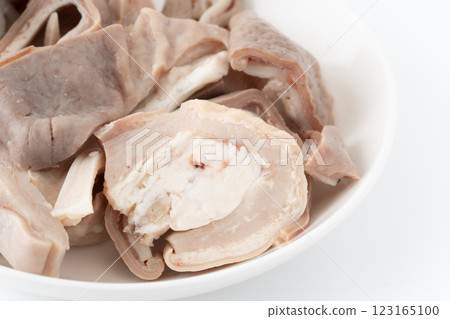 Close-up of boiled pork stomach Close-up of boiled pork stomach 123165100