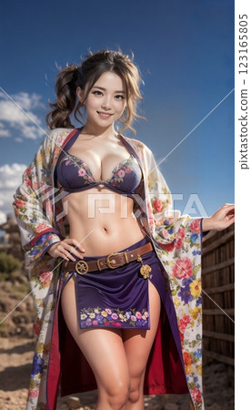 Wear a flower-filled furisode kimono!! 123165805