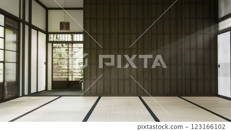 A large Japanese style dojo hall and floor tatami mat. 123166102