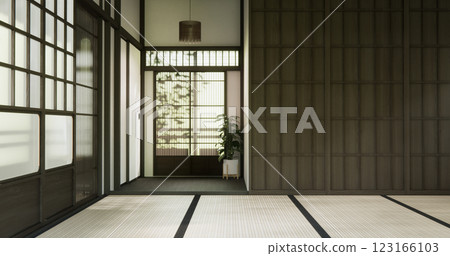 A large Japanese style dojo hall and floor tatami mat. 123166103