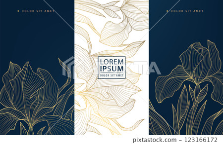 Vector set of gold line floral patterns, luxury elegant nature design, leaf modern flower backgrounds. Royal package, wine, cosmetic vip product, art deco elements. Vector set of gold line floral patterns, luxury elegant nature design, leaf modern flower backgrounds. Royal package, wine, cosmetic vip product, art deco elements. 123166172