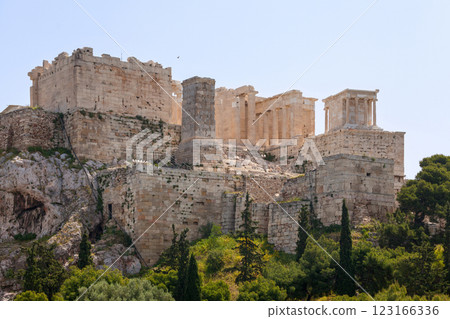 The Propylaea and Temple of Athena Nike in the Acropolis of Athens 123166336