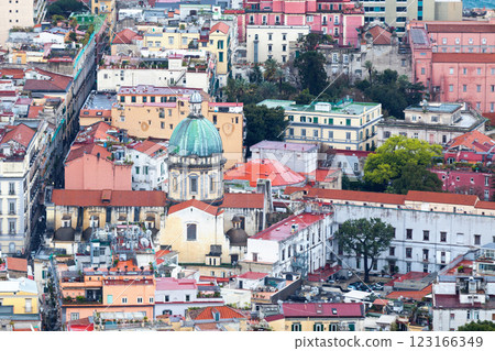 Aerial view of the Basilica of Saint Mary of the Angels in Pizzofalcone, Naples 123166349